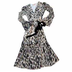 Hutch by Anthropologie Animal Print Wrap Dress with Black Bow